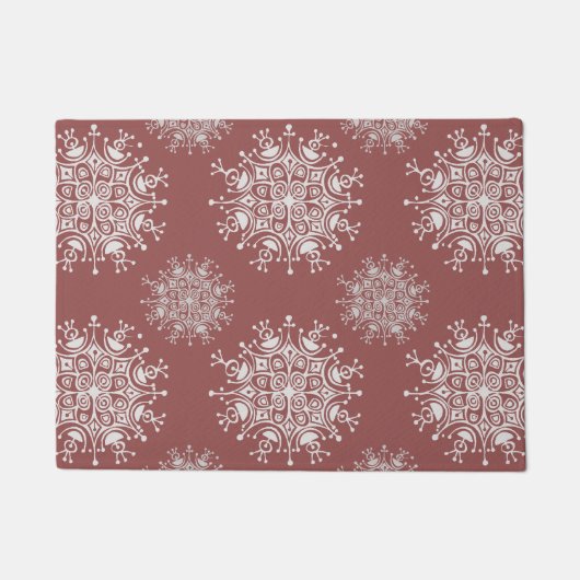 ヴィンテージクリスマススノーフレーク、ブリザードパターン ドアマット (正面)