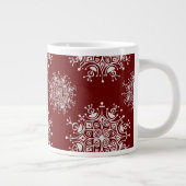 ヴィンテージクリスマススノーフレーク レッドブリザードパターン ジャンボコーヒーマグカップ (右)