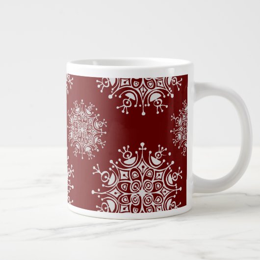 ヴィンテージクリスマススノーフレーク レッドブリザードパターン ジャンボコーヒーマグカップ (右)