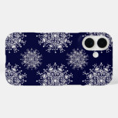 ヴィンテージクリスマススノーフレーク 青い吹雪パターン Case-Mate iPhoneケース (裏面 (横))