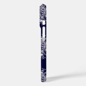 ヴィンテージクリスマススノーフレーク 青い吹雪パターン Case-Mate iPhoneケース (裏面 / 左)