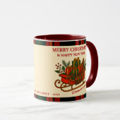 ヴィンテージクリスマススレイ(贈り物とチェック柄付き) マグカップ (正面右)