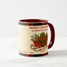 ヴィンテージクリスマススレイ(贈り物とチェック柄付き)