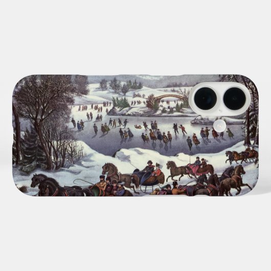 ヴィンテージクリスマススレッド、冬のセントラルパーク Case-Mate iPhoneケース (裏面 (横))