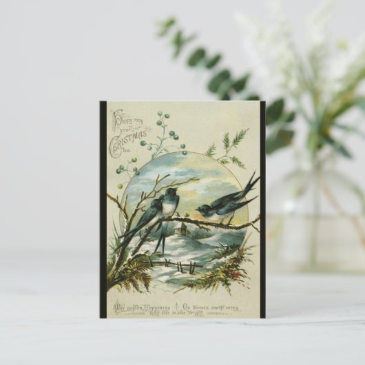 ヴィンテージクリスマススワローズ ポストカード (スタンド正面)