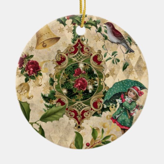ヴィンテージクリスマスセユニークラミックオーナメント セラミックオーナメント (正面)