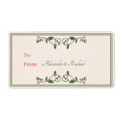 ヴィンテージクリスマスセルフスティックギフトラベルホリーベリー ラベル (正面)