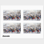 ヴィンテージクリスマスセントラルパークアイススケーター 長方形シール (シート)