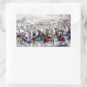 ヴィンテージクリスマスセントラルパークアイススケーター 長方形シール (バッグ)