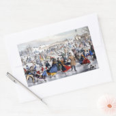 ヴィンテージクリスマスセントラルパークアイススケーター 長方形シール (封筒)