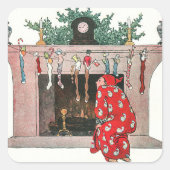 ヴィンテージクリスマスソックスとギフトホリデイ スクエアシール (正面)