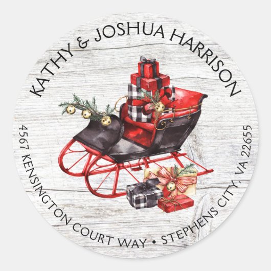 ヴィンテージクリスマスソリとパッケージウッドアドレス ラウンドシール (正面)