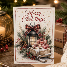 ヴィンテージクリスマスソリのクリスマスランタン シーズンカード