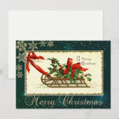 ヴィンテージクリスマスソリ、ミストルート、スノーフレーク シーズンカード (正面/裏面)