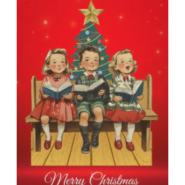 ヴィンテージクリスマスソングを歌う子供たち ホリデーカード カード