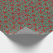 ヴィンテージクリスマスソングバードリネンフローラル（赤と緑） ラッピングペーパー (角)