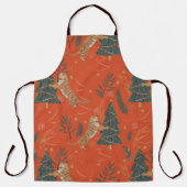 ヴィンテージクリスマスタイガーとクリスマスツリー エプロン (正面)