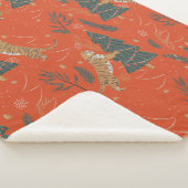 ヴィンテージクリスマスタイガーとクリスマスツリー シェルパブランケット (3/4)