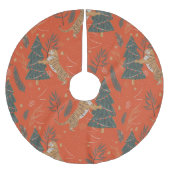 ヴィンテージクリスマスタイガーとクリスマスツリー ブラッシュドポリエステルツリースカート (正面)