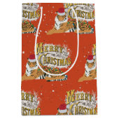 ヴィンテージクリスマスタイガー&メリークリスマス ミディアムペーパーバッグ (正面)