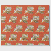 ヴィンテージクリスマスタイガー&メリークリスマス ラッピングペーパー (フラット)