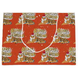 ヴィンテージクリスマスタイガー&メリークリスマス ラージペーパーバッグ