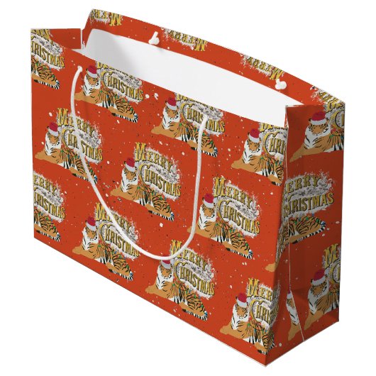 ヴィンテージクリスマスタイガー&メリークリスマス ラージペーパーバッグ (裏面アングル)