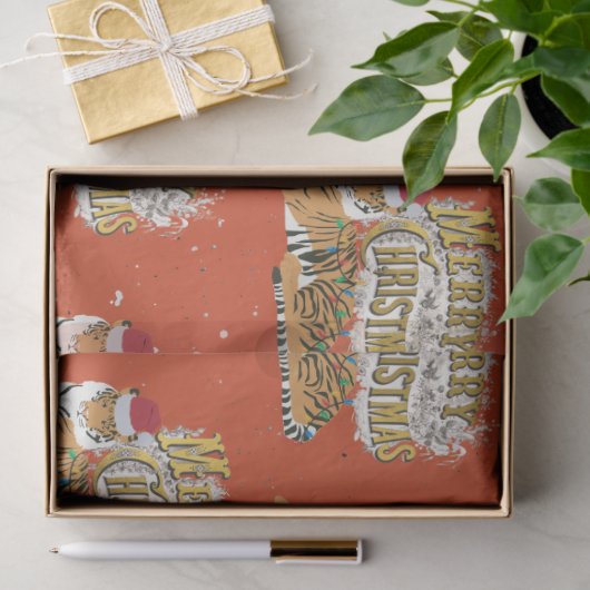 ヴィンテージクリスマスタイガー&メリークリスマス 薄葉紙 (ギフト)