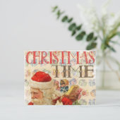 ヴィンテージクリスマスタイムアンティークサンタwithギフト ポストカード (スタンド正面)