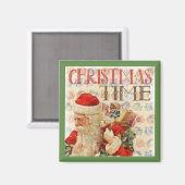 ヴィンテージクリスマスタイムサンタクロース マグネット (正面/裏面)
