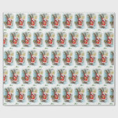 ヴィンテージクリスマスタイルのサンタパーティー ラッピングペーパー (フラット)