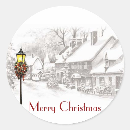 ヴィンテージクリスマスタウンステッカー ラウンドシール (正面)
