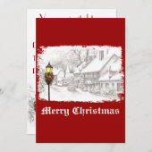 ヴィンテージクリスマスタウンパーティの招待状 招待状 (正面/裏面)