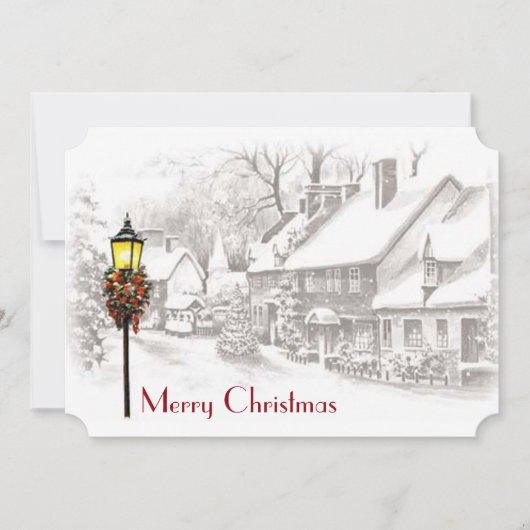 ヴィンテージクリスマスタウンパーティの招待状 招待状 (正面)