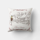 ヴィンテージクリスマスタウンビクトリアン枕 クッション (裏面)