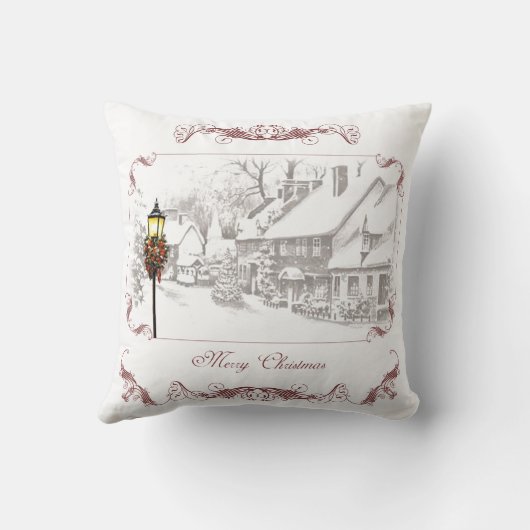 ヴィンテージクリスマスタウンビクトリアン枕 クッション (裏面)