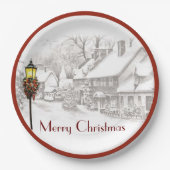 ヴィンテージクリスマスタウン紙プレート ペーパープレート (正面)
