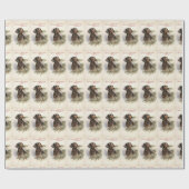 ヴィンテージクリスマスダッシュンドドッグホリデイ ラッピングペーパー (フラット)