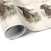 ヴィンテージクリスマスダッシュンドドッグホリデイ ラッピングペーパー (ロールコーナー)