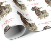 ヴィンテージクリスマスダッシュンドパピーキュートレトロドッグ ラッピングペーパー (ロールコーナー)