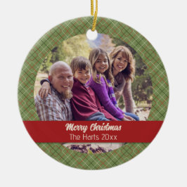 ヴィンテージクリスマスチェック セラミックオーナメント