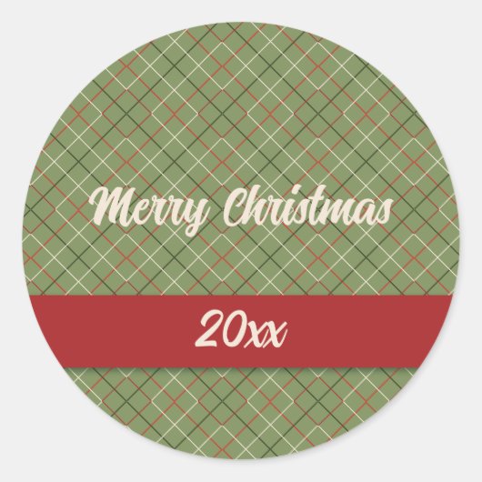 ヴィンテージクリスマスチェック ラウンドシール (正面)