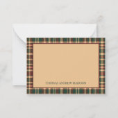 ヴィンテージクリスマスチェック 赤と緑のモノグラム ノートカード (裏面)