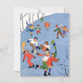 ヴィンテージクリスマスチャイルドアイススケートで滑る招待状 招待状 (正面)