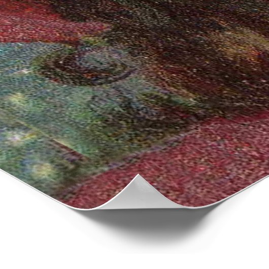 ヴィンテージクリスマスチャイルドアート赤ビクトリアンドレス ポスター (角)