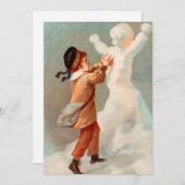 ヴィンテージクリスマスチャイルドメイキング雪だるま シーズンカード (正面/裏面)