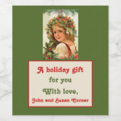 ヴィンテージクリスマスチャイルド葉ホリーの髪 ワインラベル (シングルラベル)