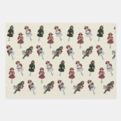 ヴィンテージクリスマスチャイルド&トイレッドグリーンホワイト ラッピングペーパーシート (正面)