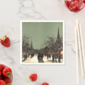 ヴィンテージクリスマスチャーチのシーン紙ナプキン スタンダードカクテルナプキン (インサイチュ)