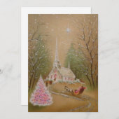 ヴィンテージクリスマスチャーチグリッター冬 シーズンカード (正面/裏面)